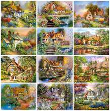 EverShine Diamond Painting House Cross Stitch DIY Diamond Embroidery Garden Picture Rhinestones Landscape Mosaic Art Home Decor 2024 - buy cheap