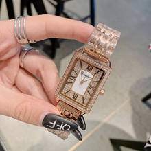 Neutral Cool Designer Praça Mulheres Declaração de Luxo Cristais Completa Assista Roman Relógios de Negócios de Aço Completo relógio de Pulso Do Vintage 2024 - compre barato