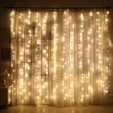 1 pçs 2x 3/1x 3/3x3m fada led cortina de corda luz decoração do casamento luz 300 led natal luz janela casa festa decoração luz 2024 - compre barato