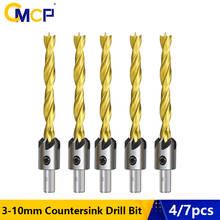 CMCP 4/7pcs Three-point Woodworking Drill Bit HSS Countersink Drill Bit with Hex Key Screw TiN Coated 3-10mm Twist Drill Bit Set 2024 - buy cheap