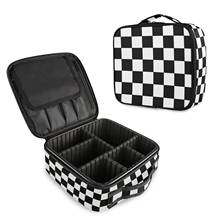 New Fashion Black And White Grid Cosmetic Bag Women Waterproof Makeup Bags Travel Organizer Toiletry Kits Portable Makeup Bags 2024 - buy cheap