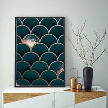 Abstract Geometric Teal Scales Shape Moroccan Poster Canvas Painting and Prints Nordic Minimalist Wall Art Pictures Home Decor 2024 - buy cheap