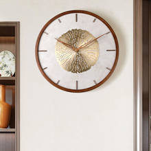 Reloj de pared de cobre del Norte para decoración de sala de estar, Relojes de pared de lujo, decoración del hogar, creatividad silenciosa, regalo Zegary preciso de madera 2024 - compra barato