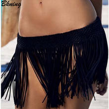 Bikini cover up maiô saia tassel beachwear maiô 2019 biquinis cover-ups maiô feminino pareo beach wear sólido 2024 - compre barato
