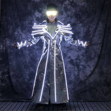 Chaqueta led luminosa para hombre, traje con luz brillante, tecnología del futuro, espectáculo espacial, ropa de actuación, robot con luz RGB 2024 - compra barato