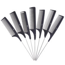 Brochas recortadoras peine Antiestático de cola de Metal 1 pieza peine de corte de carbón duro negro resistente al calor para peluquería 2024 - compra barato