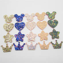 20-100Pcs Glitter Stars/Heart/Crown Patches Appliques DIY Craft Supplies Basteln Kids Hair Pin Accessories Material Ornaments 2024 - buy cheap