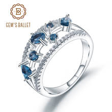 GEM'S BALLET, 925 пробы, серебряный камень по месяцу рождения, 0.65Ct, натуральный Лондон, голубой топаз, драгоценный камень, кольца для женщин, хорошее ювелирное изделие 2024 - купить недорого