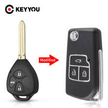 KEYYOU-llave abatible de 2/3 botones para coche Toyota, carcasa de llave virgen remota, plegable, modificada, Toyota Reiz, Camry, Rav4, Yaris, novedad de 2019 2024 - compra barato