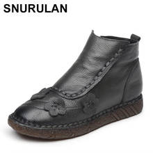 SNURULAN-zapatos hechos a mano con flores para mujer, botas de piel auténtica, estilo retro, para Primavera, 2019 2024 - compra barato