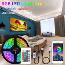 Tira de luces LED inteligente con USB, iluminación de fondo de cocina, TV, RGB 5050, DC5V, con controlador de aplicación Bluetooth para teléfono, 1M, 2M, 3M, 5M 2024 - compra barato