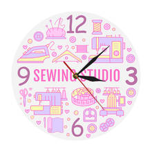 Quilting Sewing Room Quilt Seamstress Sewing Studio Printed Wall Clock Gift Sign Wall Clock Craft Room Crafting Supplies Watch 2024 - buy cheap