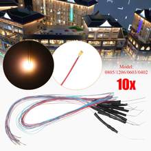 10pcs/set Pre-soldered Micro Litz Wired LED Leads Warm White SMD 30cm LED Module String Lights For Architectural Model Building 2024 - buy cheap