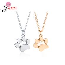 Trendy Women Lovely Dogs Paw Claw 925 Sterling Silver Pendant Necklaces Charms Cute Animal Feet Footprint Necklace For Girls 2024 - buy cheap