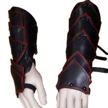 Medieval Armor Leather Gloves Wide Cuffs Bracers Men Steampunk Warrior Gauntlet Renaissance Knights Templar Lace-up Wristband 2024 - buy cheap