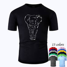 Cool Elephant Animal Line Art O Neck Cotton T Shirt Men and woman Unisex Summer Short Sleeve Designed Casual Tee m02041 2024 - buy cheap