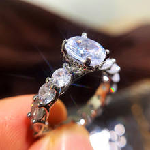 Большое кольцо серебряного цвета с цирконом для женщин, обручальное ювелирное изделие, 2021 2024 - купить недорого