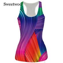 SWEETWOO-Camiseta de Yoga sin mangas con estampado de arcoíris para mujer, camiseta de entrenamiento para mujer, chaleco para correr, camiseta sin mangas para gimnasio, Top deportivo para mujer 2024 - compra barato