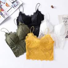 Fashion Women's Sleeveless Floral Lace Bra Padded Tank Tops Spaghetti Strap Bralette Crop Top 2024 - buy cheap