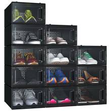 12pcs Shoe Box Storage Pouch Stackable Sneaker Shell Container Black Room Organizer Shelves for Wall 2024 - buy cheap