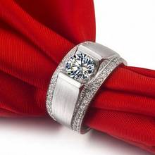Solitaire masculino 7mm laboratório anel de diamante real 925 prata esterlina jóias noivado casamento anéis banda para homens charme festa acessório 2024 - compre barato