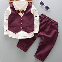 Boy Set 3Pcs Shirt Vest Trousers Baby Clothes For Children Spring Autumn Fashion Party Festival Suit Toddler Elegant Outfit 2024 - buy cheap