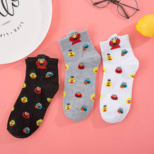 Calcetines divertidos de algodón para mujer, medias de calle de Barrio Sésamo, Harajuku, Elmo, color blanco y negro 2024 - compra barato