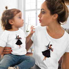 2020 Summer Fashion Mommy and Me Clothes White Short Sleeve T-shirt Mother and Daughter Tops Funny Matching Family Outfits 1pc 2024 - buy cheap
