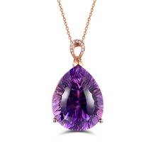 FYJS-Colgante de gota de agua de Color oro rosa, collar de cristal de amatista púrpura Natural, joyería elegante para mujer 2024 - compra barato