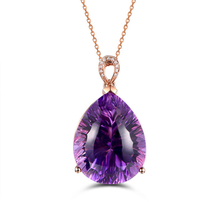 FYJS Unique Rose Gold Color Water Drop Pendant Natural Purple Amethysts Crystal Necklace Elegant Women Jewelry 2024 - buy cheap