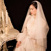 wedding veil  Two-Layer  Beaded  wedding veils with comb  bridal wedding veil 2024 - buy cheap