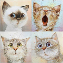 Amtmbs-pintura a óleo para adultos, divertidas, desenho animado, modelos de gato, para decoração de casa 2024 - compre barato