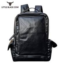 Мужской вместительный дорожный рюкзак Harajuku, водонепроницаемый кожаный рюкзак для ноутбука, повседневный черный школьный рюкзак в Корейском стиле для мужчин 2024 - купить недорого