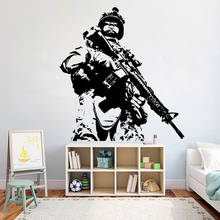 Soldier Marine Wall Sticker Army warrior Military Teenagers Kids Bedoom Wall Decals Removable Home Room Decoration Mural Z555 2024 - buy cheap