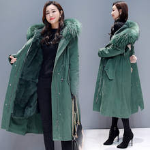3d decoração parker acolchoado jaqueta feminina inverno coreano plus veludo grosso para baixo algodão casaco com capuz com casaco de pele y1048 2024 - compre barato