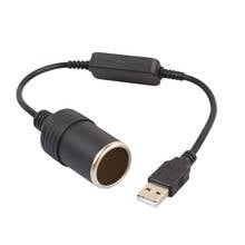 USB 5V Para 12V Do Cigarro Do Carro Soquete do Isqueiro do Poder Feminino Conversor Adaptador de Cabo de Linha de Cabo de PVC 2024 - compre barato