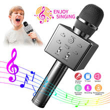 Alto-falante sem fio bluetooth 5.0, microfone de mão profissional casa ktv mini usb hifi com tocador de música 2024 - compre barato