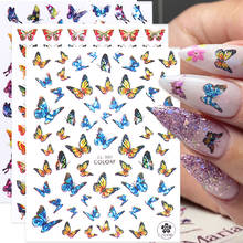 1pcs 3D Colorful Butterfly Nail Art Sticker Laser Pattern Adhesive Slider For Nail Art Decorations Manicure Designs JICL001-009 2024 - buy cheap