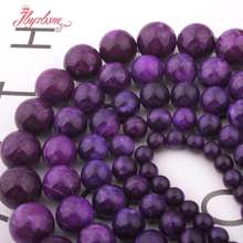 Round Smooth Charoite Jades Beads Stone Loose Beads For Women Necklace Bracelet Earrings Accessories  DIY Jewelry Making 15" 2024 - buy cheap