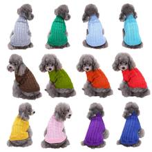 Зимняя куртка для собак/кошек, однотонная теплая вязаная куртка для маленьких и средних собак, свитер для кошек, одежда, одежда для собак 2024 - купить недорого
