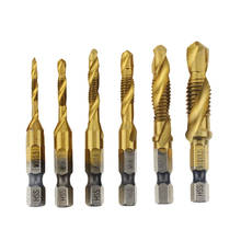6pcs 1/4" M3-M10 Screw Tap Drill Bits HSS Countersink Coated Taps Hex Shank Thread Titanium Woodworking Drill Bits Hand Tools 2024 - buy cheap