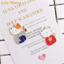Julie Wang 5pcs Enamel Cartoon Japanese Cat Charms Alloy Gold Tone Animal Pendant Necklace Bracelet Jewelry Making Accessory 2024 - buy cheap