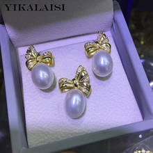 Yikalaisi 925 joias de prata esterlina conjunto de pérola 2019 fina joias de pérolas naturais 8-9mm para mulheres atacado 2024 - compre barato