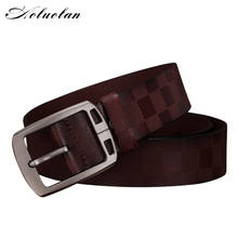 Aoluolan men belt top quality Men's belts Fashion Plaid Genuine leather strap classic pin buckle Belts for Men 2024 - buy cheap