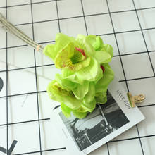 Искусственный шелк, зеленый букет орхидей, искусственная кожа, цветы, высокое качество, искусственный цветок для свадьбы, дома, праздника, украшения 2024 - купить недорого