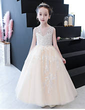 white Elegant Girls Dress Baby Prom Puffy Tulle Ball Gown Dress Kids Girl Lace Appliques Wedding Evening Party Princess Dresses 2024 - buy cheap