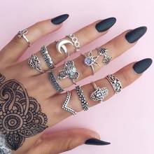 13 шт./компл. винтажные золотые бриллиантовые кольца на пальцы средней длины в форме цветка Луны для женщин кольца с турецкой резьбой 2024 - купить недорого