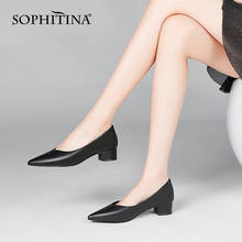 Sophitina sólida sapatos femininos salto grosso stiletto apontou toe outono sapatos femininos tpr antiderrapante rasa senhora do escritório bombas mo931 2024 - compre barato