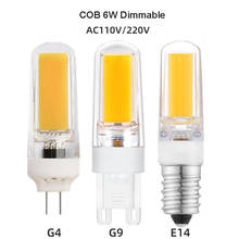 Bombilla LED regulable, lámpara COB de CA de 110V, 220V, G4, G9, E14, 6W, reemplazo de lámparas halógenas, blanco frío/cálido, 6 uds. 2024 - compra barato