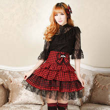 Princess sweet lolita skirts Autumn and Winter College A-shaped anti-wear skirt high waist thin and fluffy plaid skirt GZWY119 2024 - buy cheap